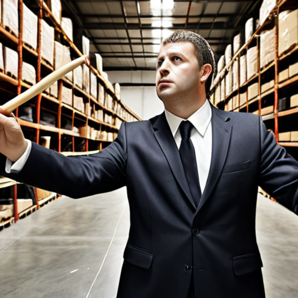 **

A supply chain manager conducting an orchestra. Various instruments represent different aspects of the supply chain (suppliers, transportation, warehouse, etc.). The manager is using a baton to direct the flow, emphasizing the need for coordination and harmony. Focus on a slightly surreal, artistic interpretation of the supply chain.

**