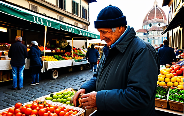 **

"A bustling marketplace in Florence, Italy. Vendors in appropriate attire are selling fresh produce, flowers, and local crafts. The Duomo is visible in the background. Warm, natural light. Professional photography, safe for work, fully clothed, modest, family-friendly, perfect anatomy, correct proportions, natural pose, well-formed hands, proper finger count, natural body proportions."

**