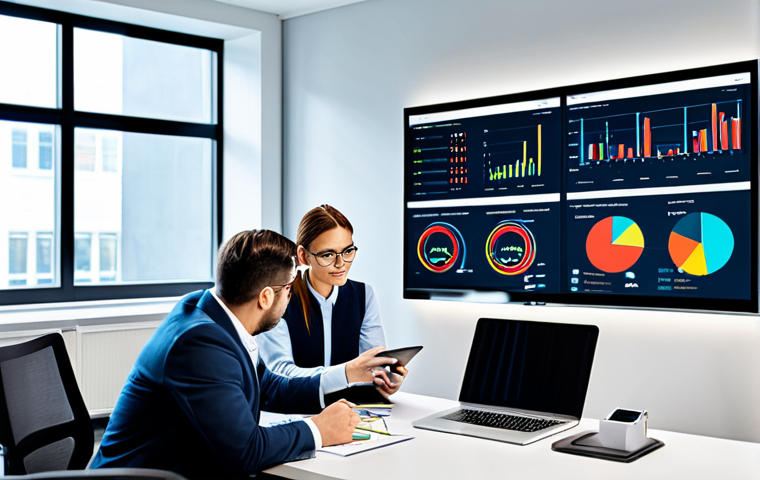 SCM 실무에서의 성공 전략 - **Image Prompt:** A team of supply chain professionals collaborating around a digital dashboard disp...