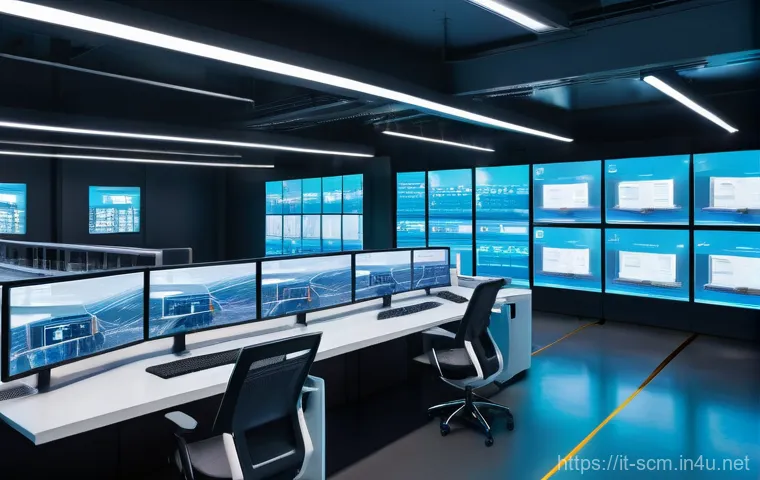 SCM 실무에서의 비용 효율성 개선 - **Prompt:** A high-tech, ultra-modern logistics hub bathed in soft, diffused light, showcasing autom...