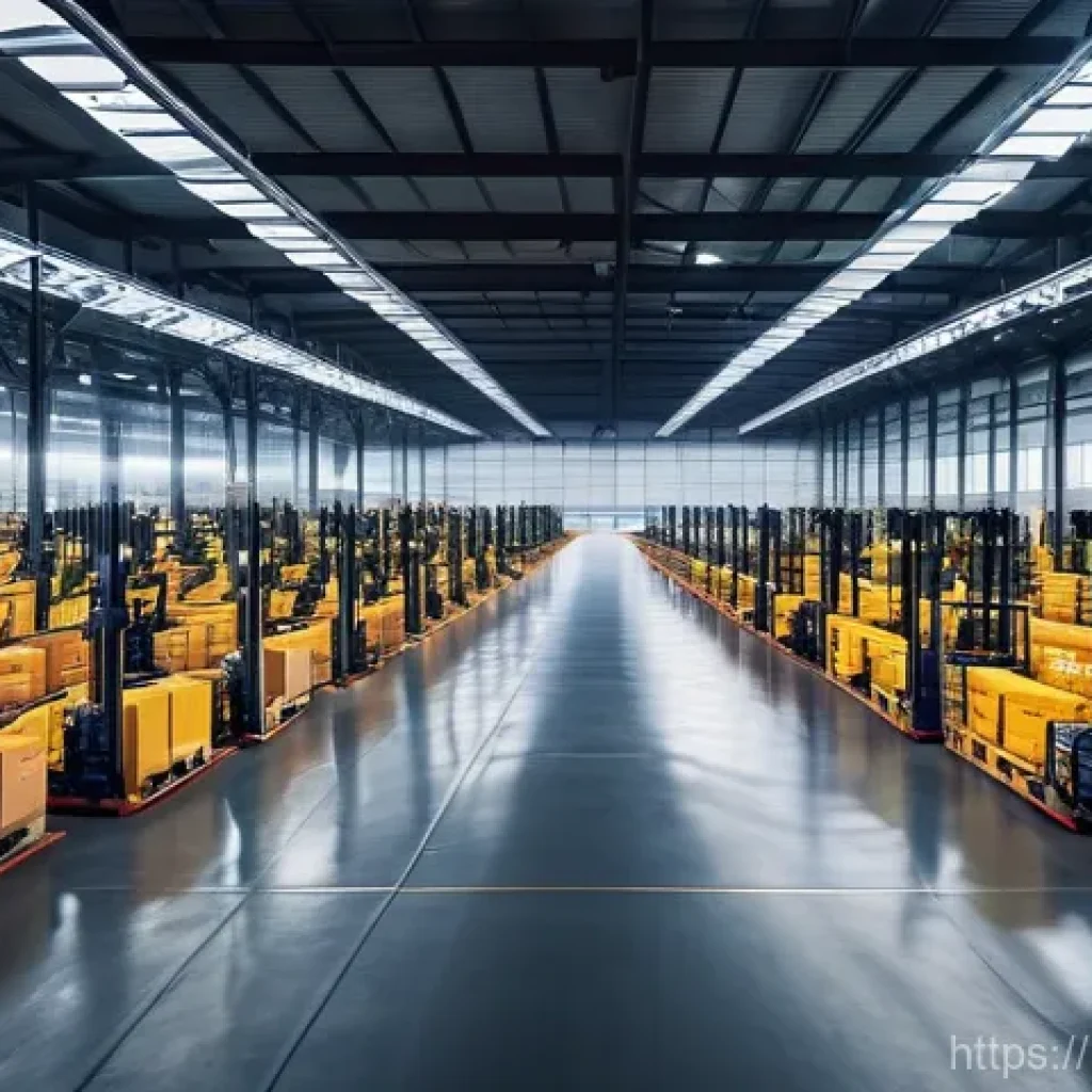 공급망관리 인턴 경험 공유 - A dynamic, wide-angle shot of a cutting-edge global logistics hub at sunrise. In the foreground, a d...