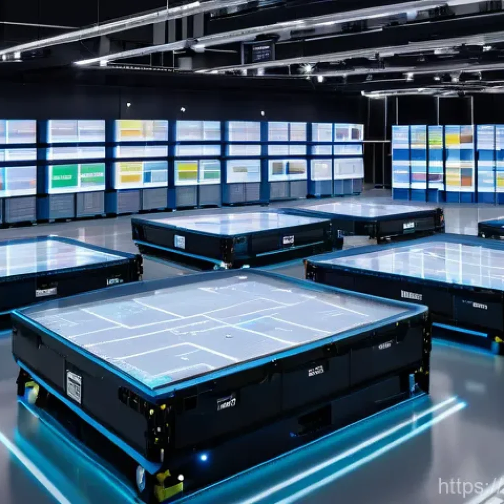SCM에서의 최신 데이터 기술 활용 - AI-Powered Smart Logistics Hub in Milan**
"A wide-angle shot of a cutting-edge, brightly lit automa...