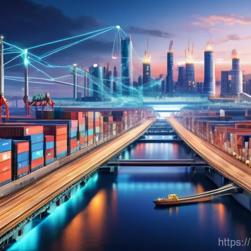 SCM 필수 용어와 정의 - **"A vibrant, futuristic digital ecosystem depicting the intricate, interconnected web of a modern g...