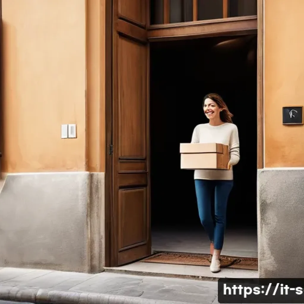 공급망관리 실무에서의 고객 중심 전략 - **Prompt: Customer-Centric Delivery Experience**
"A delighted Italian woman, approximately 35 ye...