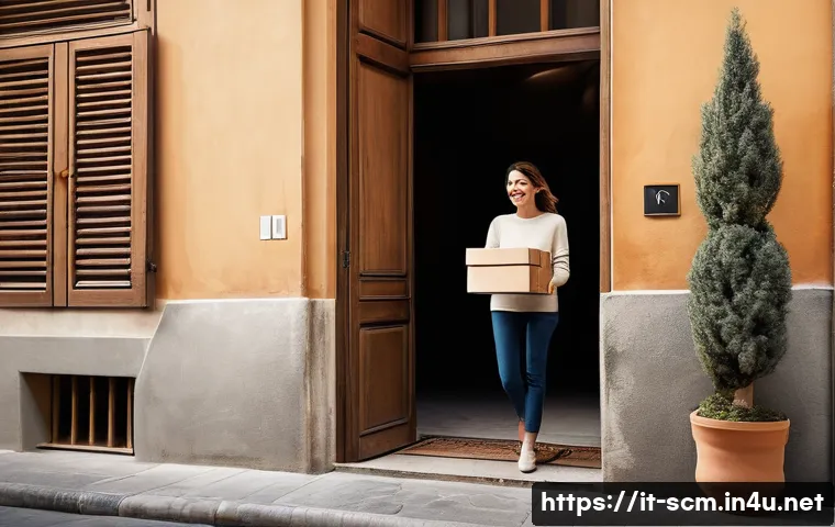 공급망관리 실무에서의 고객 중심 전략 - **Prompt: Customer-Centric Delivery Experience**
"A delighted Italian woman, approximately 35 ye...