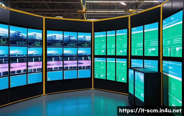 SCM 실무에서의 스마트 물류 전략 - **Prompt for AI in Logistics Control:**
    "A sleek, futuristic logistics control center at twiligh...