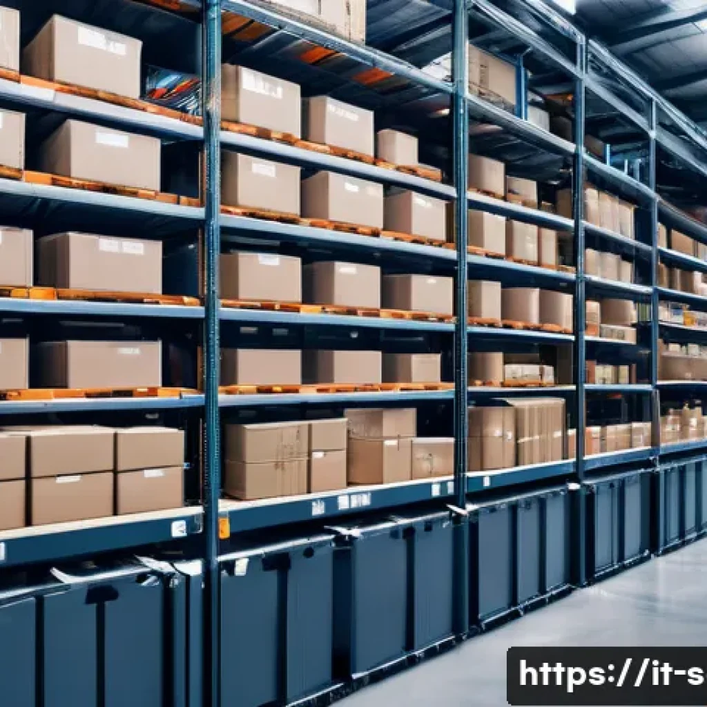 공급망관리와 물류 최적화 사례 연구 - A modern Italian warehouse with advanced ERP and IoT technologies in use: visible digital screens di...