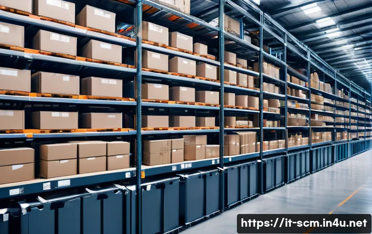 공급망관리와 물류 최적화 사례 연구 - A modern Italian warehouse with advanced ERP and IoT technologies in use: visible digital screens di...