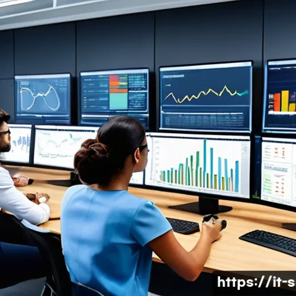 공급망관리에서의 시간 관리 비법 - A modern Italian supply chain control room featuring a team of diverse professionals analyzing detai...