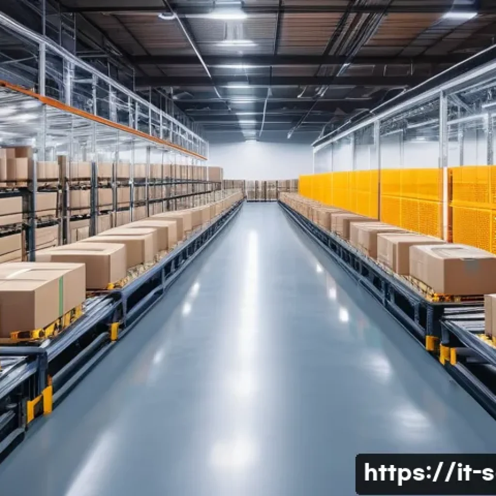 SCM 전문가 인터뷰와 경험 공유 - A high-tech modern warehouse interior with advanced automation and robotics in action: sleek robots ...