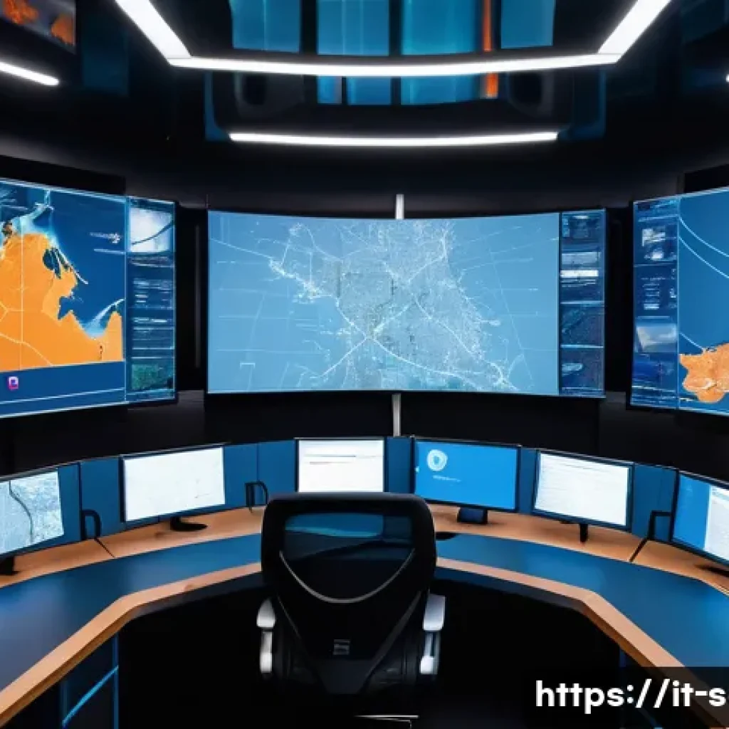 SCM 관련 최신 기술 동향 - A photorealistic, ultra-detailed command center inside a modern Milan logistics hub: a semicircular ...