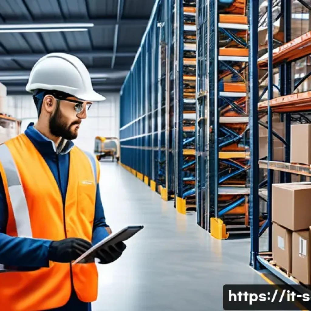 공급망관리와 기술 기반 문제 해결 사례 - A modern Italian warehouse scene featuring collaborative robots working alongside human operators we...