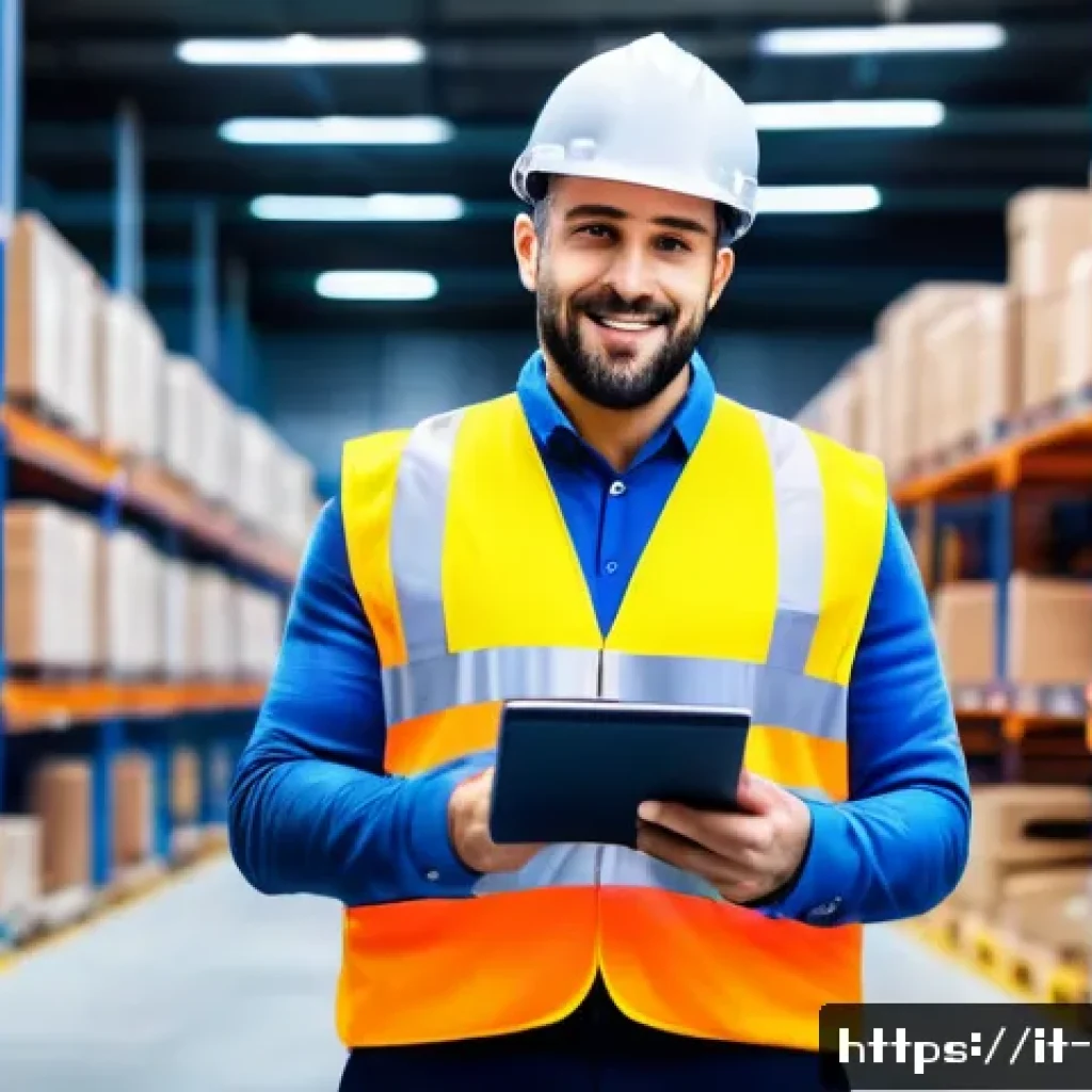 SCM 자격증의 진로별 활용법 - A professional logistics manager in a modern Italian warehouse, wearing business casual attire and s...