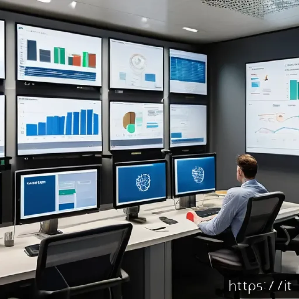 공급망관리와 비즈니스 인텔리전스 - A modern Italian supply chain control room with diverse professionals analyzing interactive Power BI...