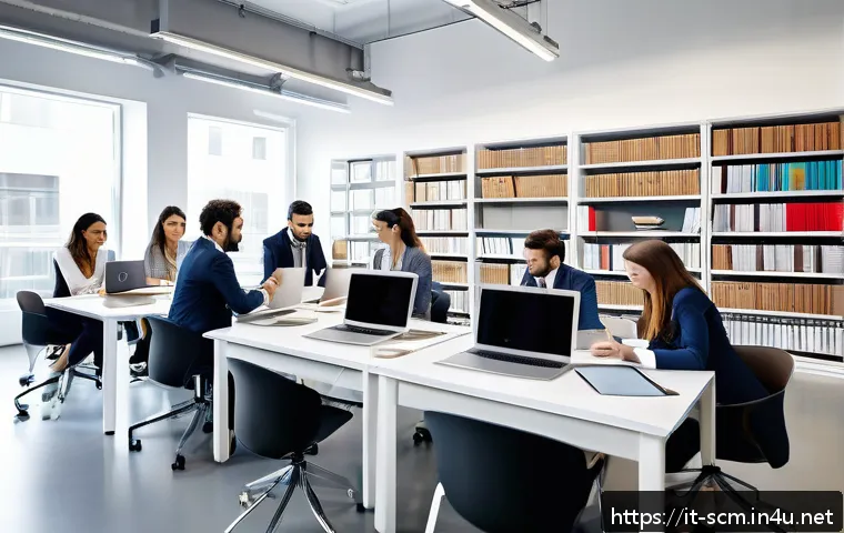 SCM 입문자를 위한 추천 코스 - A modern office environment showing a diverse group of young Italian professionals in business casua...