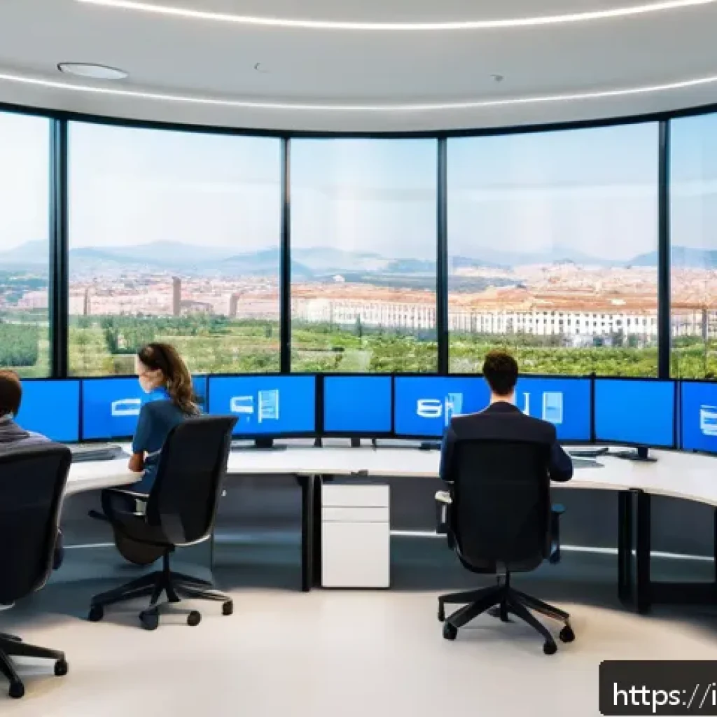 공급망관리 전문가 이직 준비 - A modern Italian supply chain control room with professionals in business casual attire using advanc...