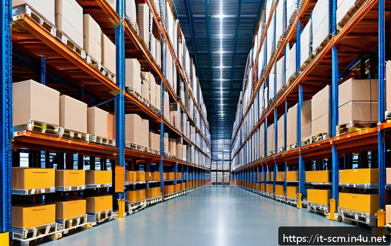 공급망관리와 물류 네트워크 최적화 - A modern Italian warehouse interior featuring tall vertical automated storage systems with robotic a...