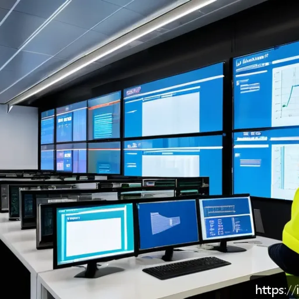 공급망관리와 업계 표준 준수 - A modern Italian supply chain control room featuring diverse professionals monitoring multiple digit...