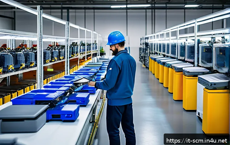 공급망관리 실무에서의 최신 기술 활용 사례 - A modern Italian fashion warehouse featuring collaborative robots (cobots) working alongside human o...