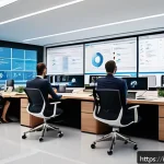 Home 21 SCM 실무에서의 성공적인 협업 사례 - A modern Italian fashion company’s supply chain control room featuring a diverse team of professiona...
