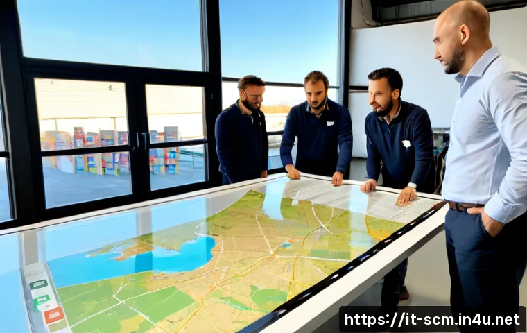 Home 17 공급망관리와 물류 스타트업 사례 - Photorealistic supply chain startup operations hub in Milan, Italy, diverse logistics team reviewing...